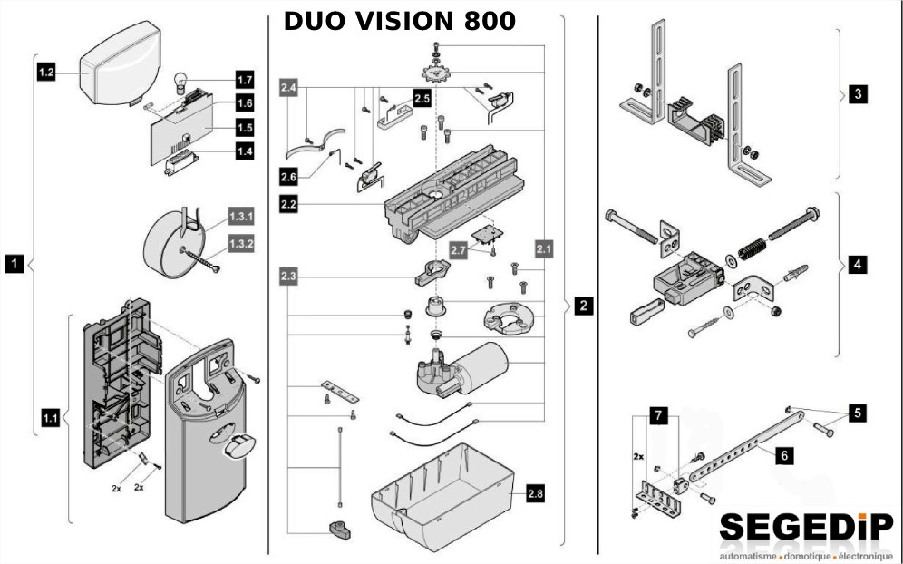  Toutes les pièces détachées avec schéma éclaté du produit : SOMMER  DUO VISION 800 Opérateur à tirage central DUO 800 (sans rail) pour largeur  max 5500 mm